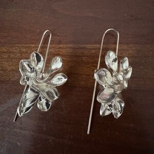 Elegant Silver Floral Earrings